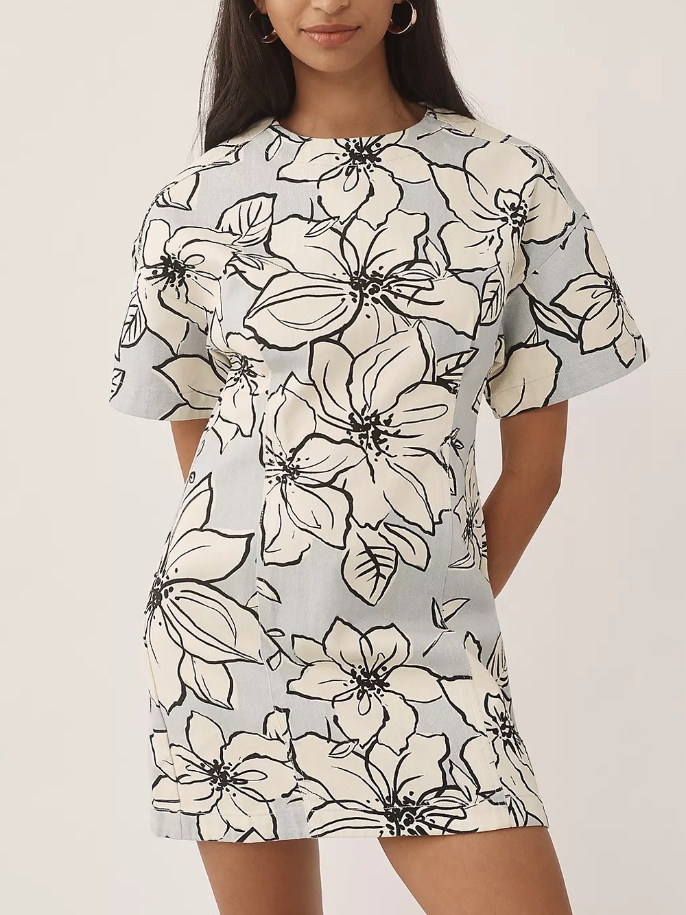 Anthropologie Dhruv Kapoor Short-Sleeve Denim Mini Dress